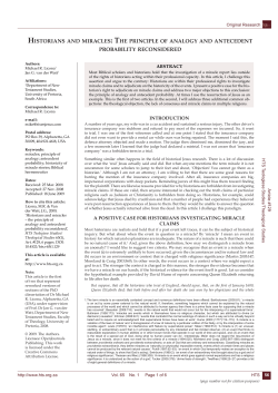 Historians And Miracles THe Principle Of Analogy And