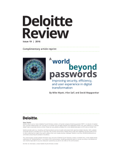 A world beyond passwords - Deloitte University Press