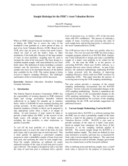Sample Redesign for the FDIC`s Asset Valuation Review