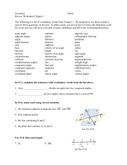 Geometry Name: Review Worksheet Chapter 1 The following is a list