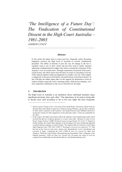 The Vindication of Constitutional Dissent in the High Court Australia