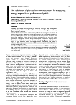 The validation of physical activity instruments for measuring energy