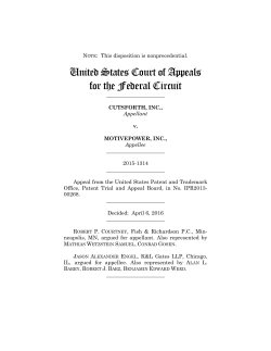 CUTSFORTH, INC. v. MOTIVEPOWER, INC.