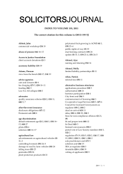 Annual Index 2011 - Solicitors Journal