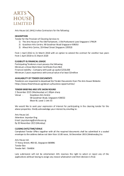 Arts House Ltd. (AHL) invites Contractors for the following