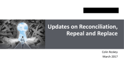 Updates on Reconciliation, Repeal and Replace