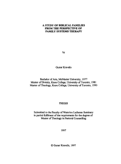 A STmlY OF BIBLlCAL FAMILIES FROM THE PERSPECTNE OF