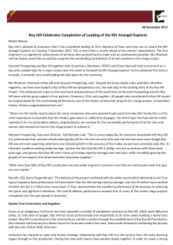 Roy Hill Celebrates Completion of Loading of the MV Anangel