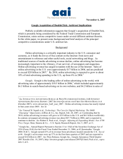 November 6, 2007 Google Acquisition of DoubleClick