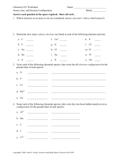 Atoms, Ions and Electron Configurations