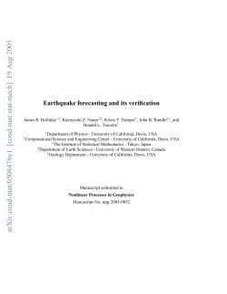 Earthquake forecasting and its verification