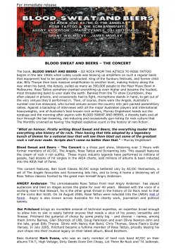 For immediate release BLOOD SWEAT AND BEERS &ndash; THE