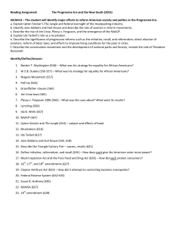 Reading Assignment The Progressive Era and the New South (2015