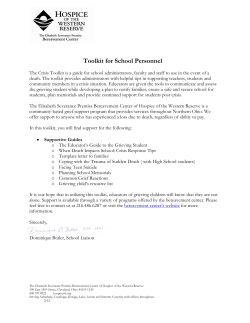 Toolkit for School Personnel - Hospice of the Western Reserve