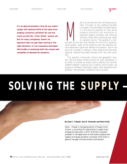 Solving the Supply &ndash; Demand Mismatch