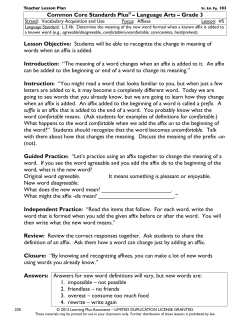 Common Core Standards Plus&reg; &ndash; Language Arts &ndash; Grade 3 Lesson