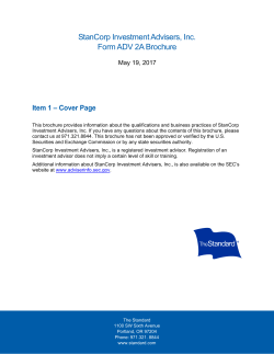 StanCorp Investment Advisers, Inc. Form ADV 2A