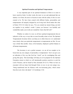 Spiritual Formation and Spiritual Temperaments