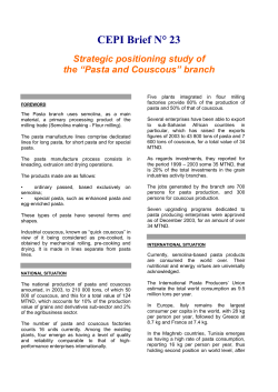 Brief n&deg;23 : "Pasta and Couscous" Branch