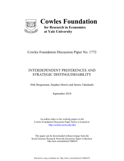 Cowles Foundation - David Levine`s Economic and Game Theory