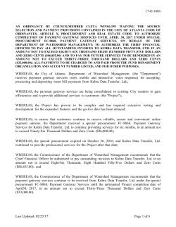 Ordinance Printout