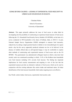going beyond calories &ndash; looking at experiential food insecurity in