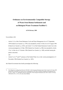 Ordinance on Environmentally Compatible Storage of Waste from