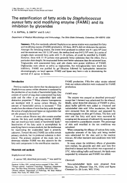 The esterification of fatty acids by Staphylococcus aureus fatty acid