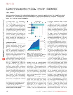Sustaining agbiotechnology through lean times