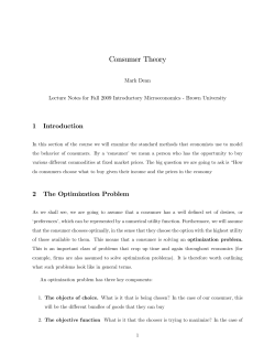 Consumer Theory - Columbia University