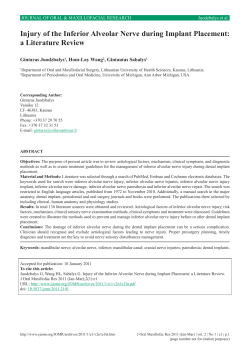Injury of the Inferior Alveolar Nerve during Implant