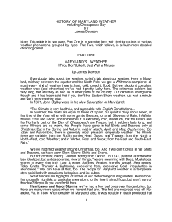 HISTORY OF MARYLAND WEATHER including Chesapeake Bay