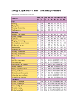 Energy Expenditure Chart