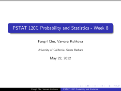 PSTAT 120C Probability and Statistics - Week 8