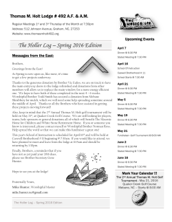Spring Newsletter - Thomas M. Holt Lodge # 492