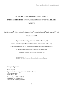 noun-verb dissociation in aphasia: type/token differences in th