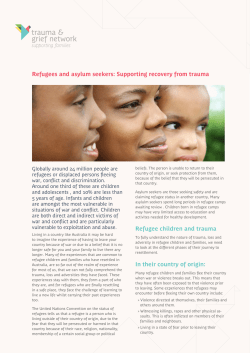 Refugees and asylum seekers: Supporting recovery from trauma
