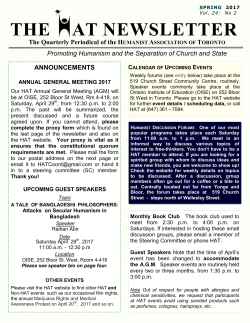 Spring 2017 - Humanist Association of Toronto