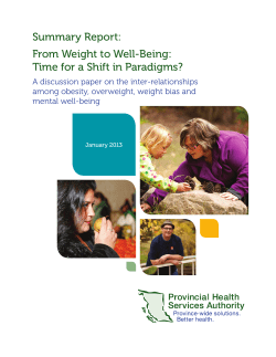 From Weight To Well-Being - Provincial Health Services Authority