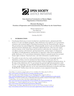 Submission to IACHR Hearing on Freedom of Information and U.S.