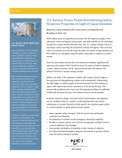 US Nuclear Power Plants Reconfirming Safety, Response