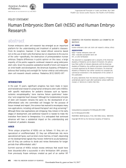 Human Embryonic Stem Cell (hESC) and Human Embryo Research