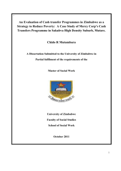 An Evaluation of Cash transfer Programmes in Zimbabwe as a