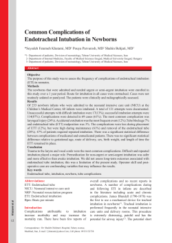 Common Complications of Endotracheal Intubation in Newborns