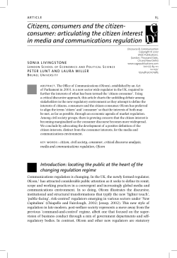 Citizens, consumers and the citizen- consumer