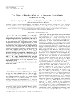 The Effect of Divalent Cations on Neuronal Nitric Oxide Synthase