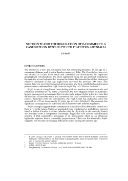 Section 92 and the Regulation of E-Commerce