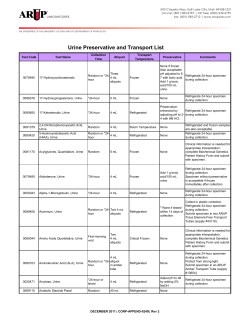 Urine Preservative and Transport List