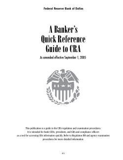 A Banker`s Quick Reference Guide to CRA