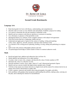 Second Grade Benchmarks - St. Rose of Lima Catholic Community